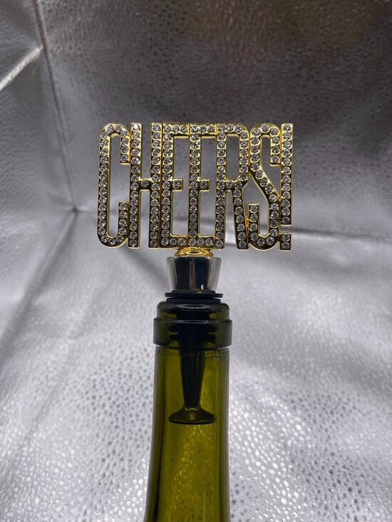 Pier 1 Other - Pier 1 Imports “Cheers!" Gold & Rhinestone Bottle Stopper ~ Wine Stopper